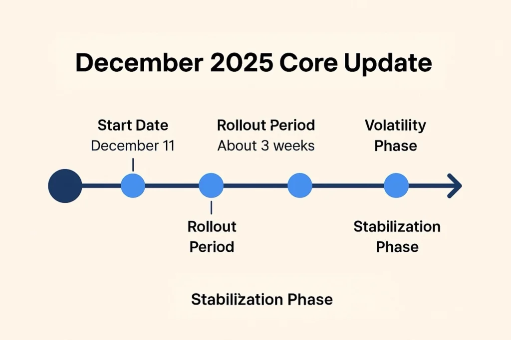 December 2025 Core Update timeline 1 December 2025 Core Update timeline 1